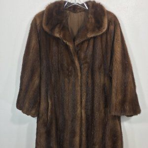 Classic MINK fur coat brown Women's Large jacket 518